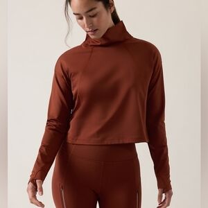 Athleta Whistler Mock Neck Top Brown Size  L